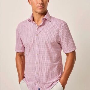 NWT Johnnie-O Caspian Hangin' Out Abstract Short Sleeve Button Shirt L